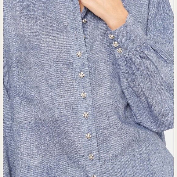CAMI NYC Belkis Linen/Cotton Denim Button up Shirt- SzL - Picture 12 of 13